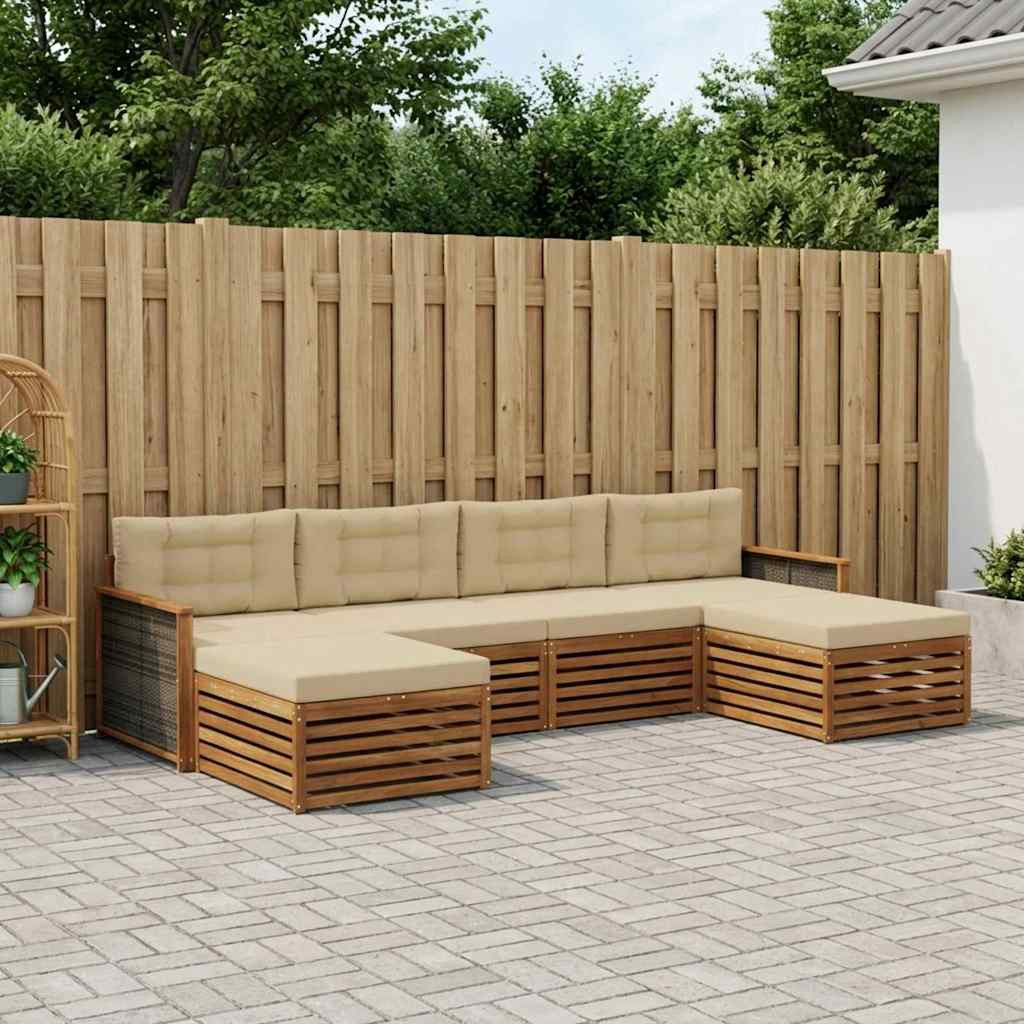 vidaXL Sofagarnituren mit Kissen 6 pcs Massivholz Akazie