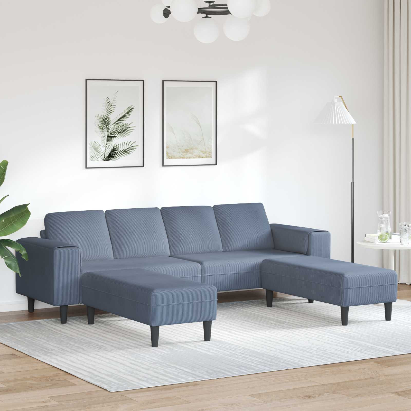 vidaXL Sofa Blau 250 x 188 x 76 cm Cordstoff