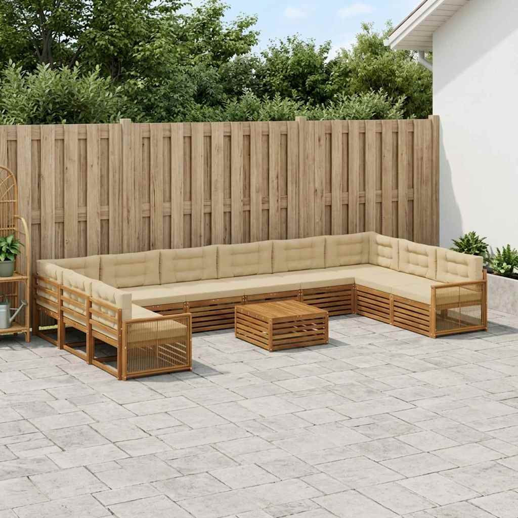 vidaXL Sofagarnituren mit Kissen 11 pcs Massivholz Akazie