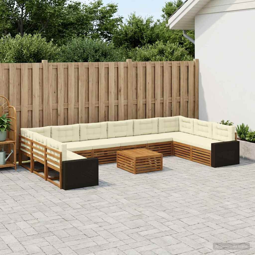 vidaXL Sofagarnituren mit Kissen 11 pcs Massivholz Akazie