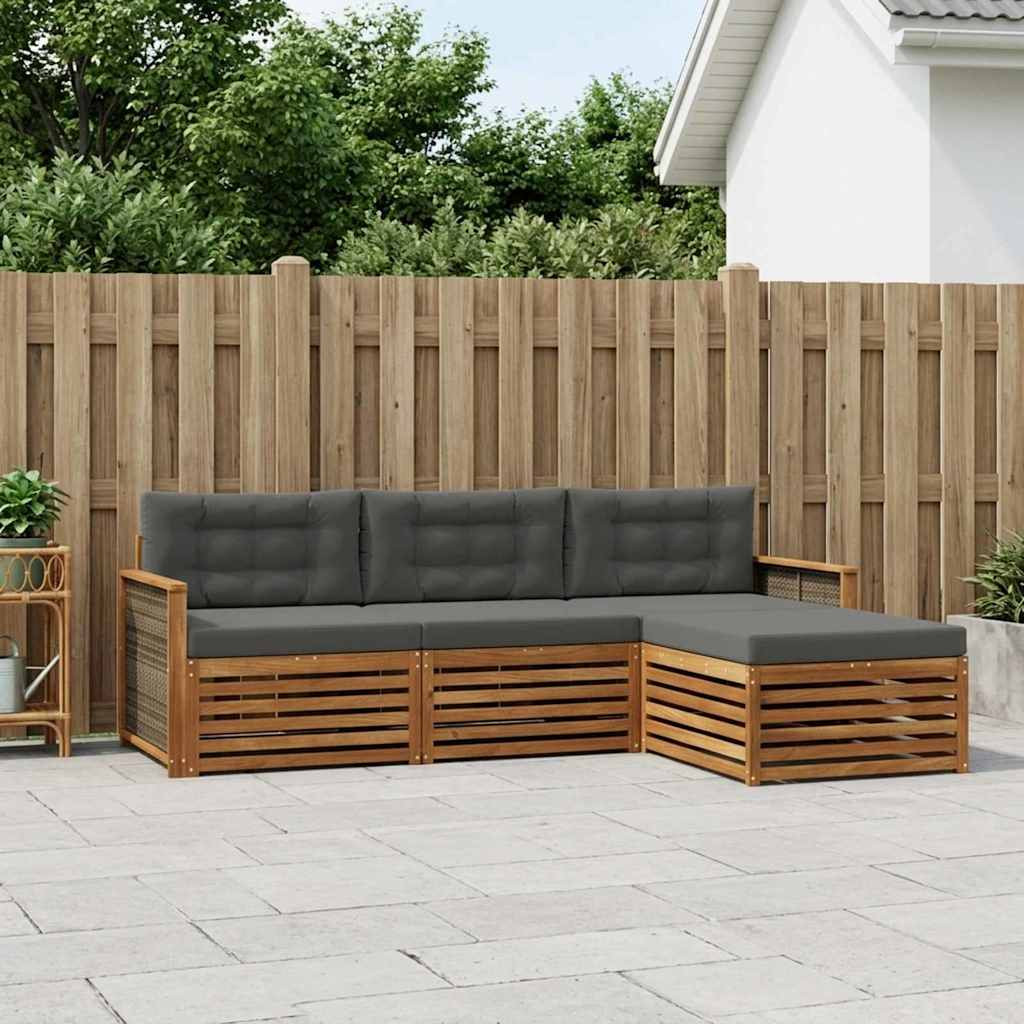 vidaXL Outdoor-Sofagarnitur Natur und Anthrazit 249,5 x 162,5 x 73 cm
