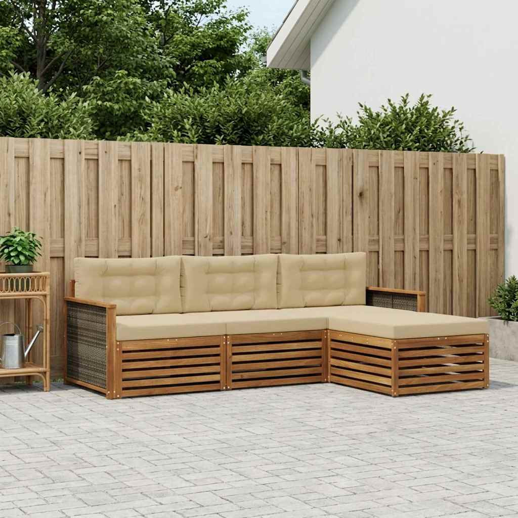 vidaXL Outdoor-Sofagarnitur Natur und Beige 249,5 x 162,5 x 73 cm