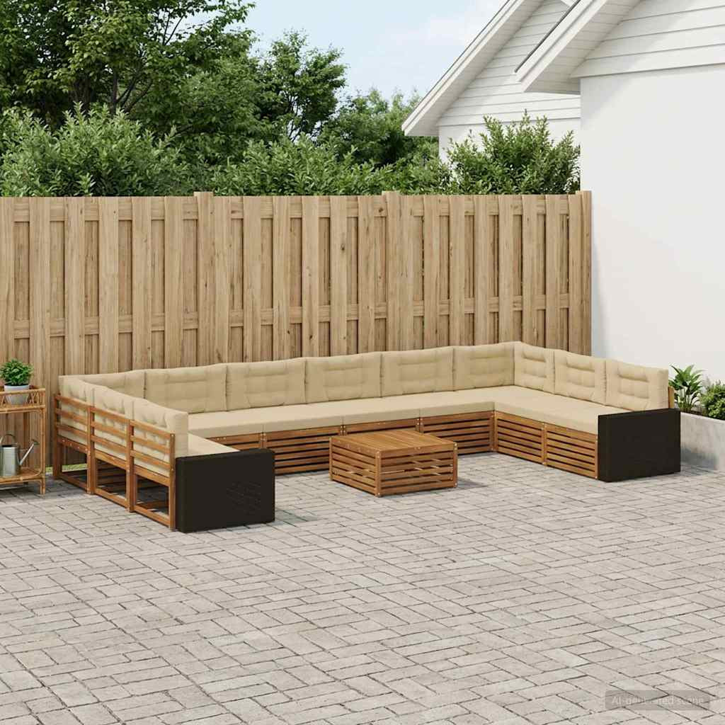 vidaXL Sofagarnituren mit Kissen 11 pcs Massivholz Akazie