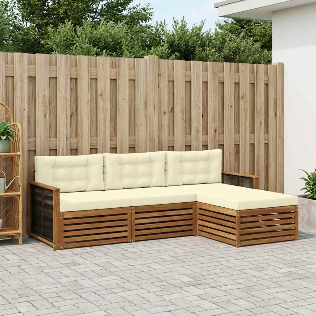 vidaXL Outdoor-Sofagarnitur Natur und Creme 249 x 162,5 x 73 cm