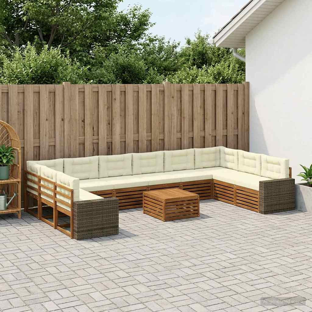 vidaXL Sofagarnituren mit Kissen 11 pcs Massivholz Akazie