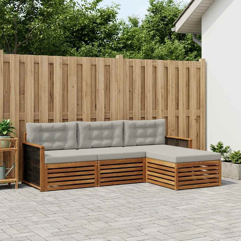 vidaXL Outdoor-Sofagarnitur Natürlich und Hellgrau 249 x 162,5 x 73 cm