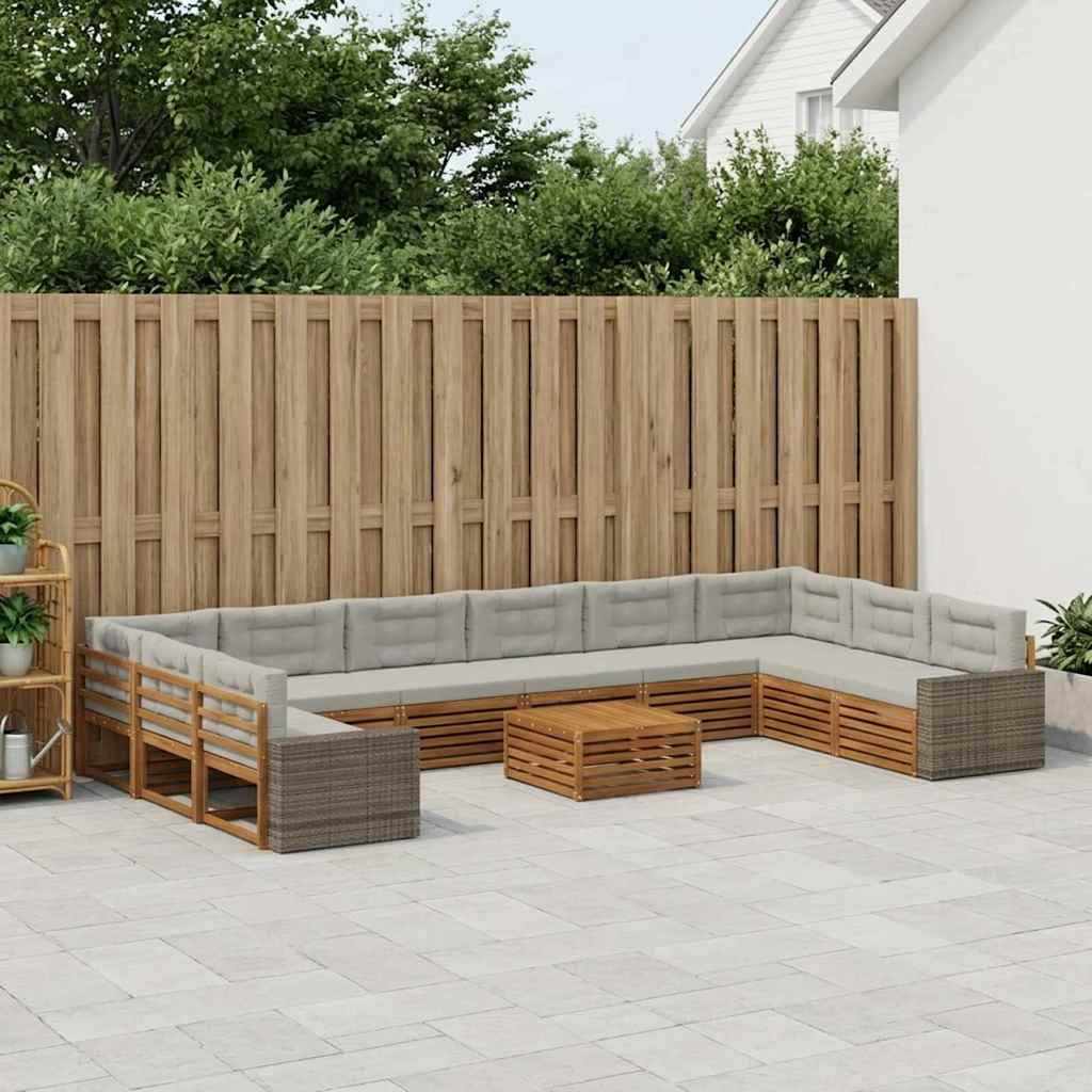 vidaXL Sofagarnituren mit Kissen 11 pcs Massivholz Akazie