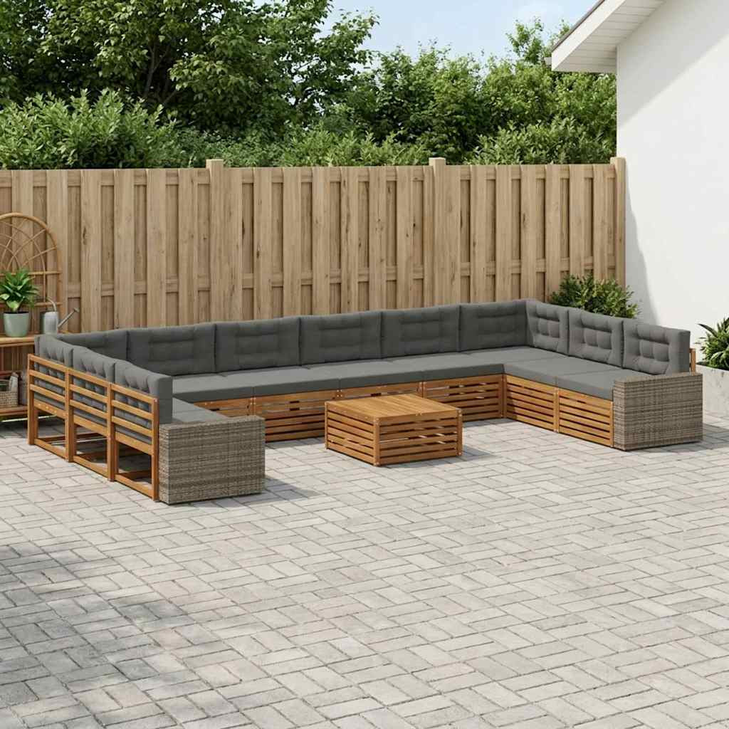 vidaXL Sofagarnituren mit Kissen 11 pcs Massivholz Akazie