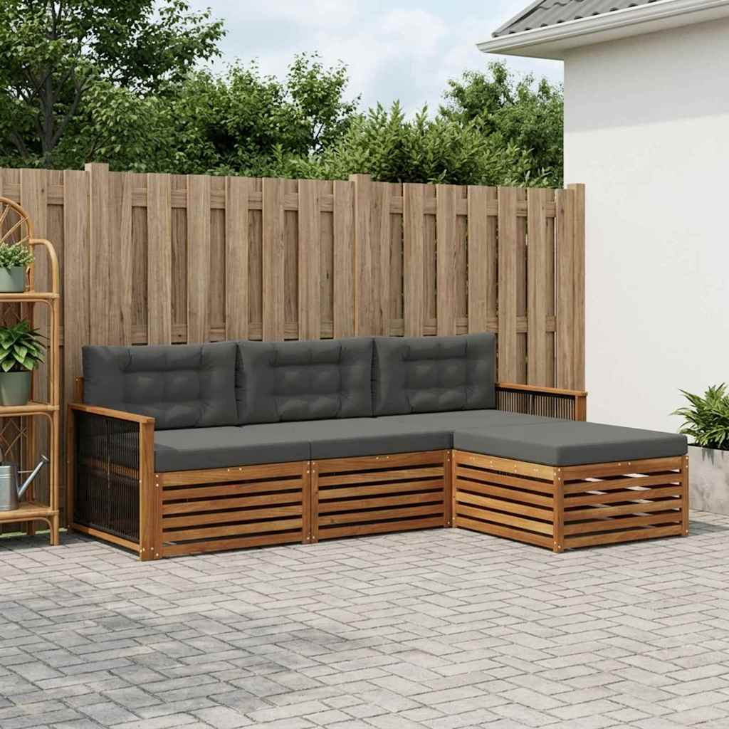 vidaXL Outdoor-Sofagarnitur Natur und Anthrazit 249 x 162,5 x 73 cm