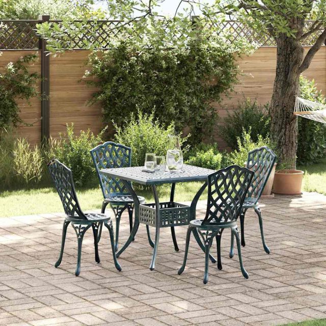 vidaXL Gartentisch Set 5 pcs Grün Gussaluminium