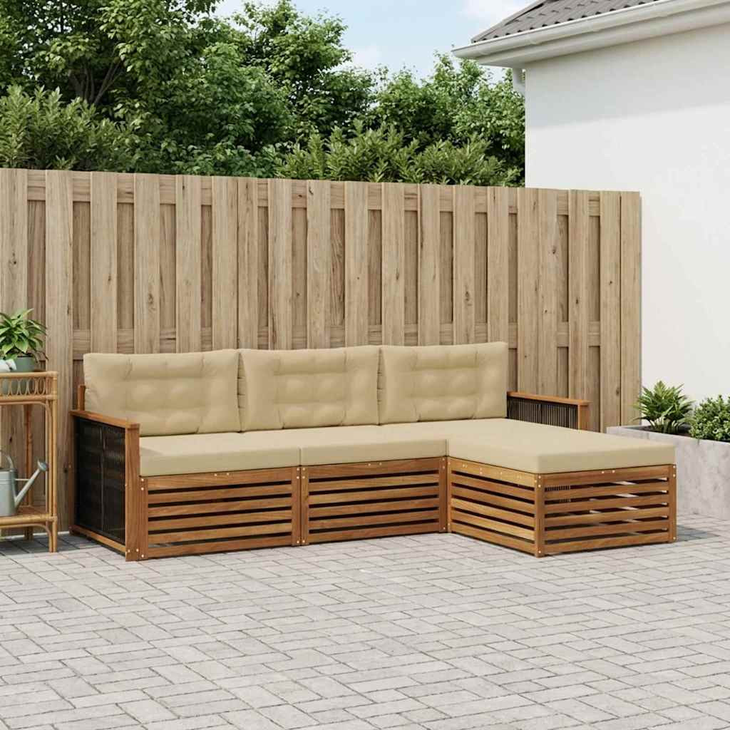 vidaXL Outdoor-Sofagarnitur Natur und Beige 249 x 162,5 x 73 cm