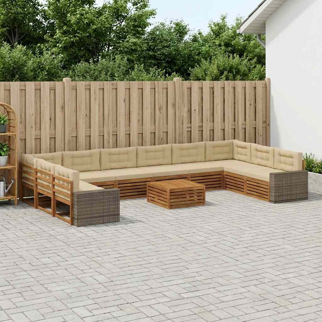 vidaXL Sofagarnituren mit Kissen 11 pcs Massivholz Akazie