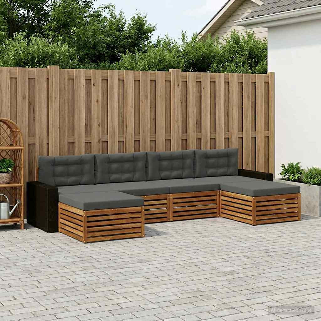 vidaXL Sofagarnituren mit Kissen 6 pcs Massivholz Akazie