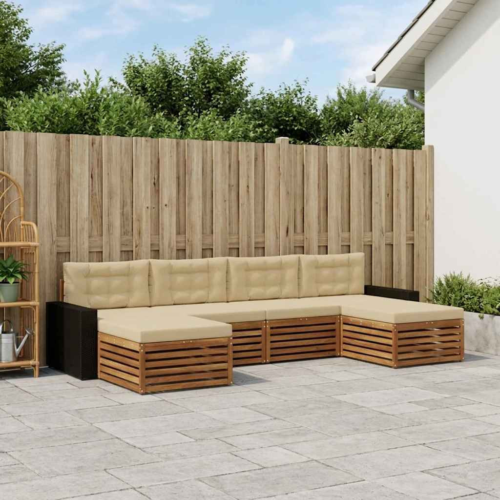 vidaXL Sofagarnituren mit Kissen 6 pcs Massivholz Akazie
