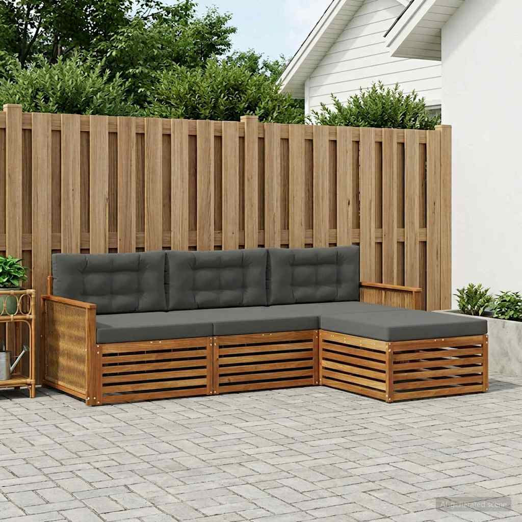 vidaXL Outdoor-Sofagarnitur Natur und Anthrazit 249 x 162,5 x 73 cm