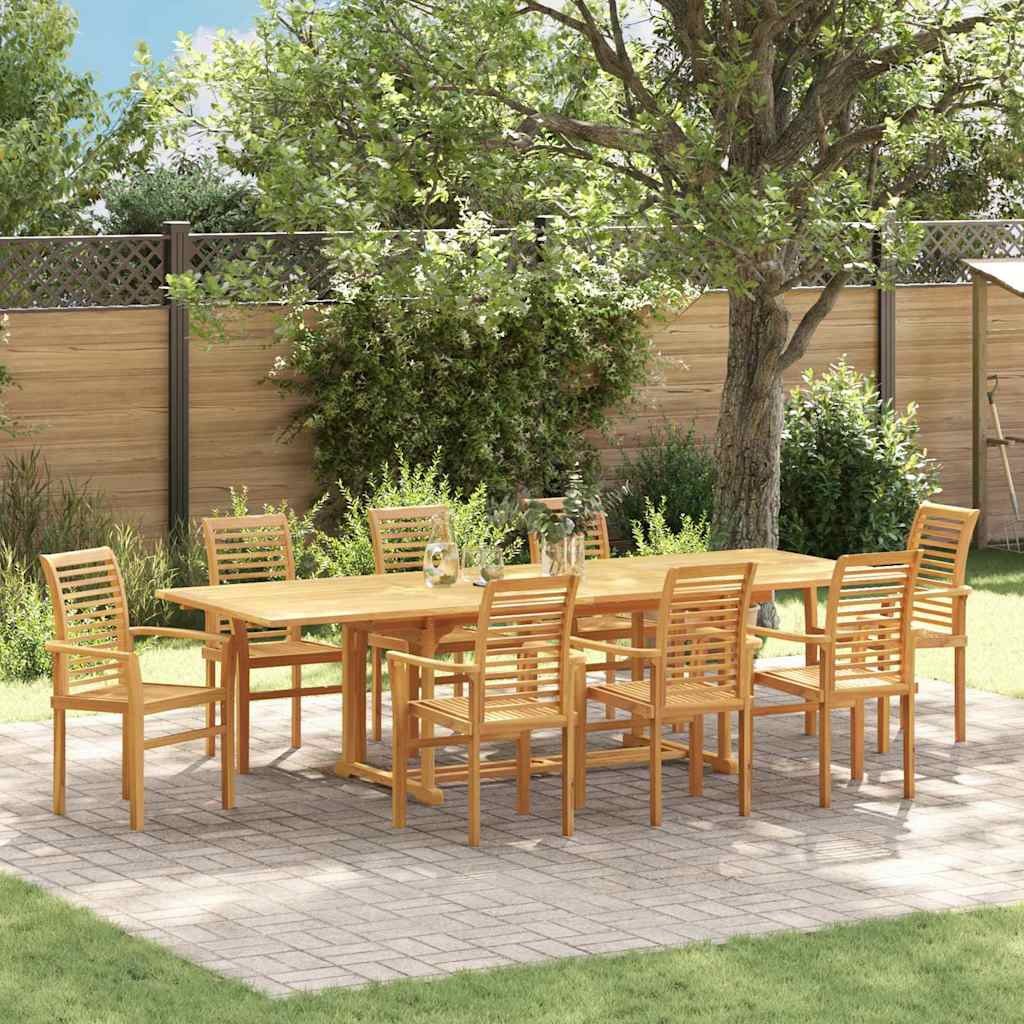 vidaXL Garten Essgruppe 9 pcs Braun Massivholz Teak