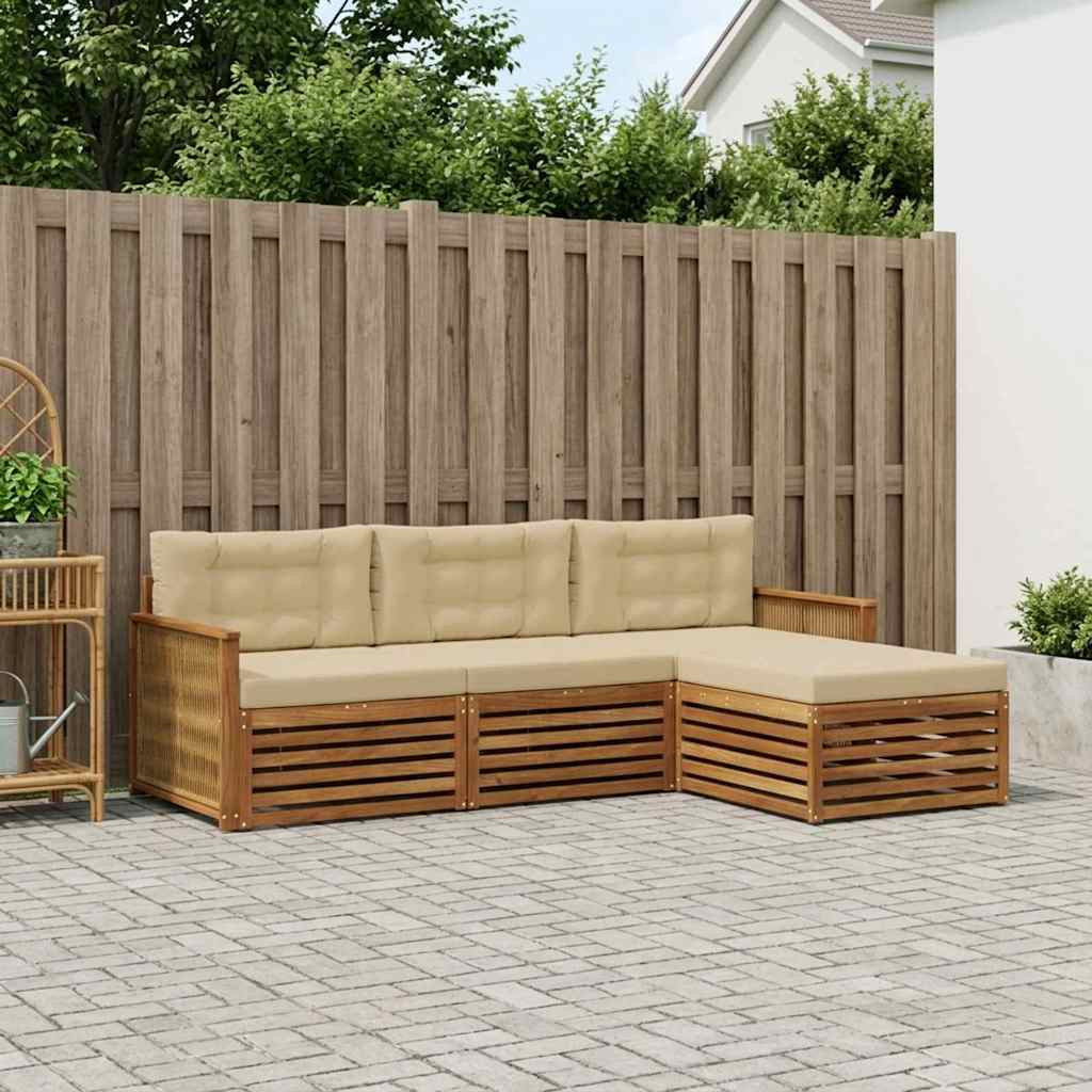 vidaXL Outdoor-Sofagarnitur Natur und Beige 249 x 162,5 x 73 cm