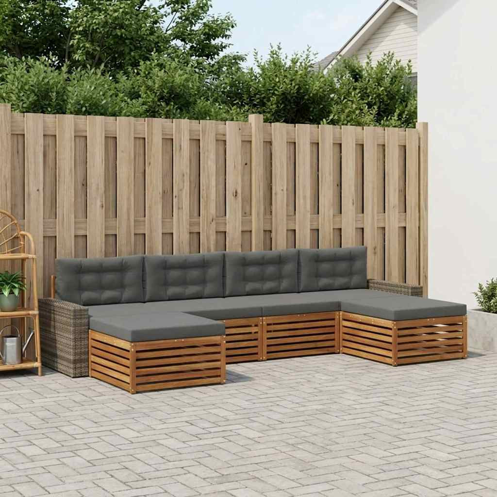 vidaXL Sofagarnituren mit Kissen 6 pcs Massivholz Akazie