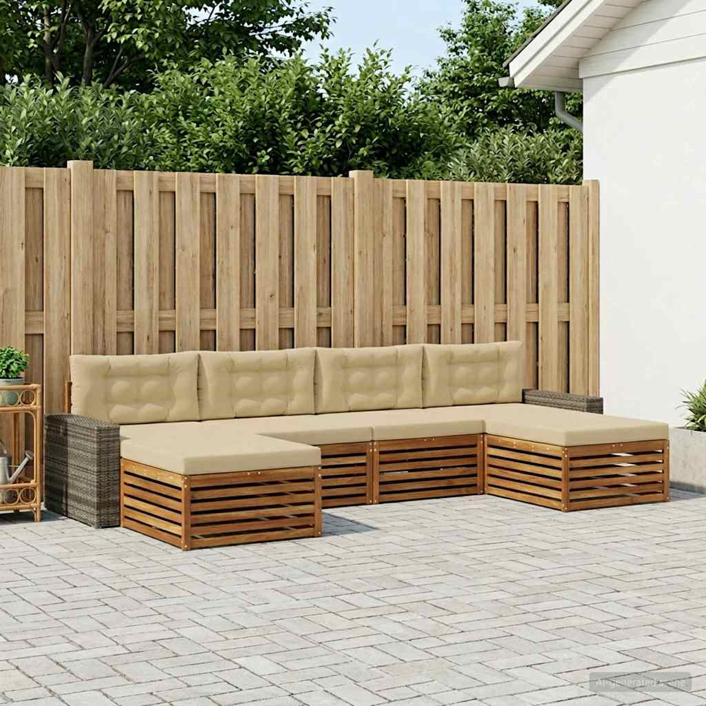 vidaXL Sofagarnituren mit Kissen 6 pcs Massivholz Akazie