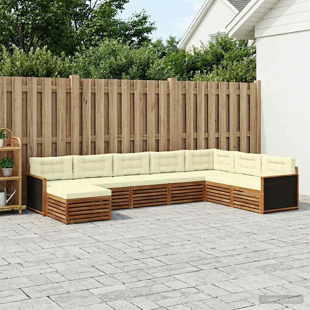 vidaXL Outdoor-Sofagarnitur mit Kissen 8 pcs Natur und Creme