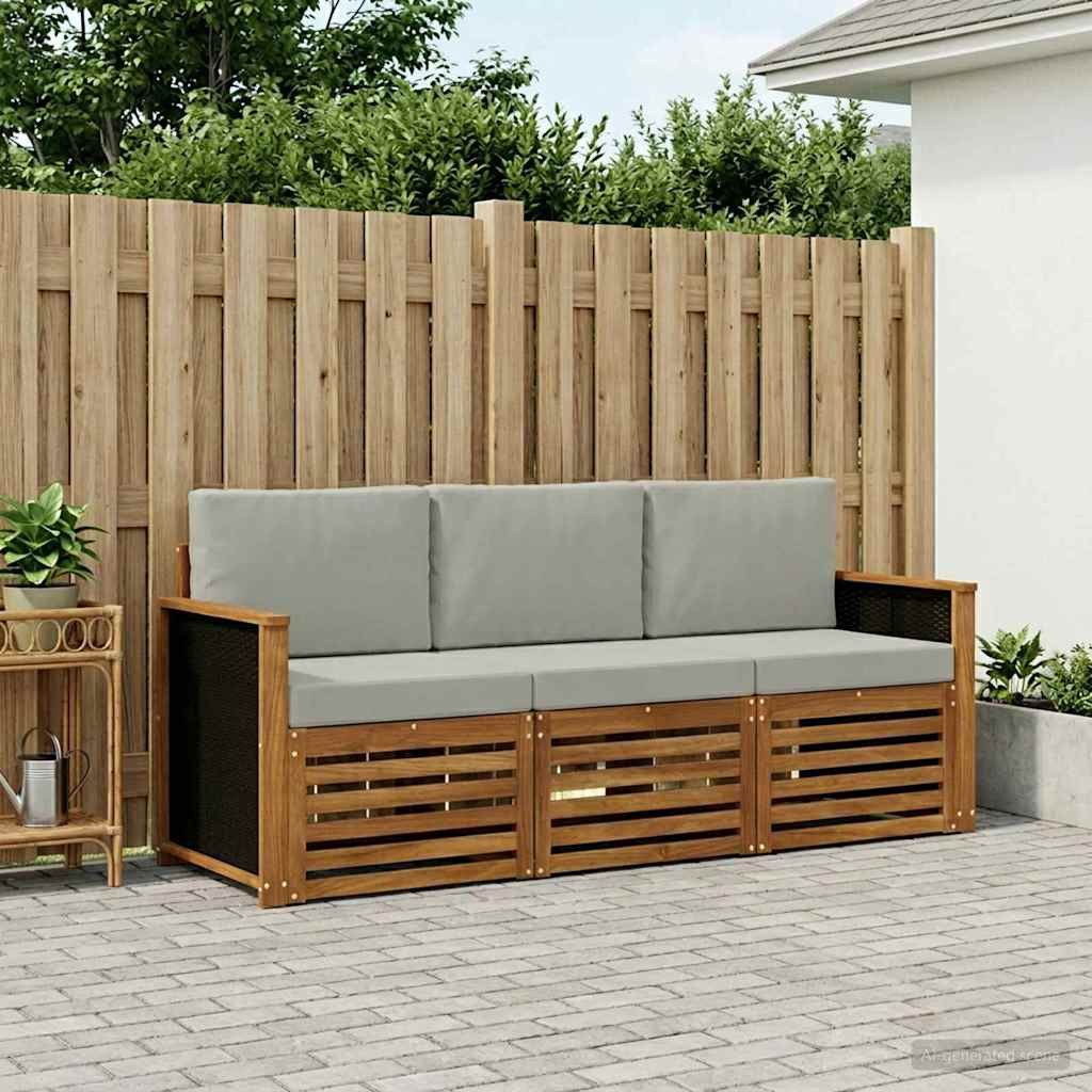 vidaXL Sofagarnituren mit Kissen 3 pcs Massivholz Akazie