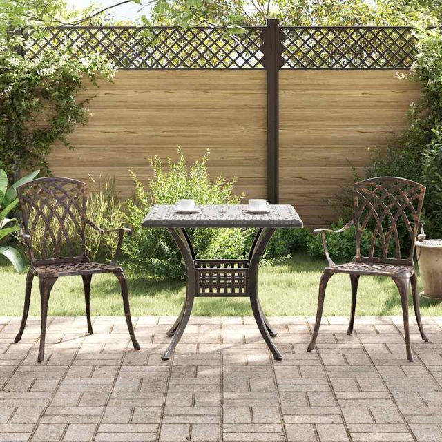 vidaXL Gartentisch Set 3 pcs Bronze Gussaluminium