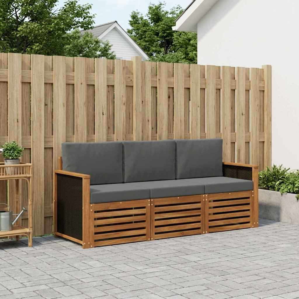 vidaXL Sofagarnituren mit Kissen 3 pcs Massivholz Akazie