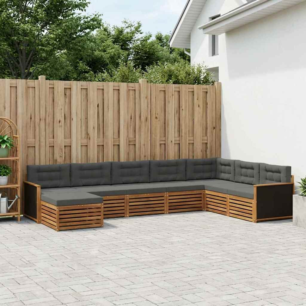 vidaXL Outdoor-Sofagarnitur mit Kissen 8 pcs Natur und Anthrazit
