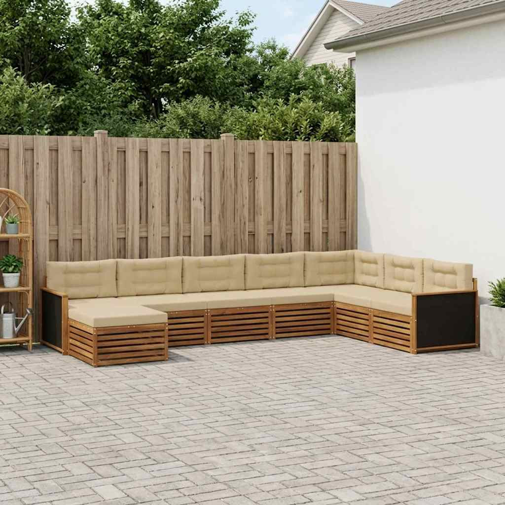 vidaXL Outdoor-Sofagarnitur mit Kissen 8 pcs Natur und Beige