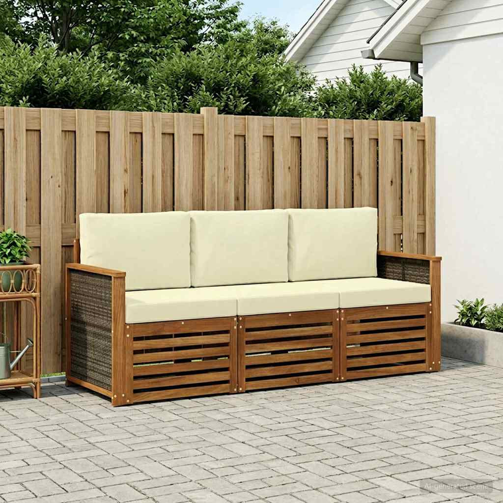 vidaXL Sofagarnituren mit Kissen 3 pcs Massivholz Akazie