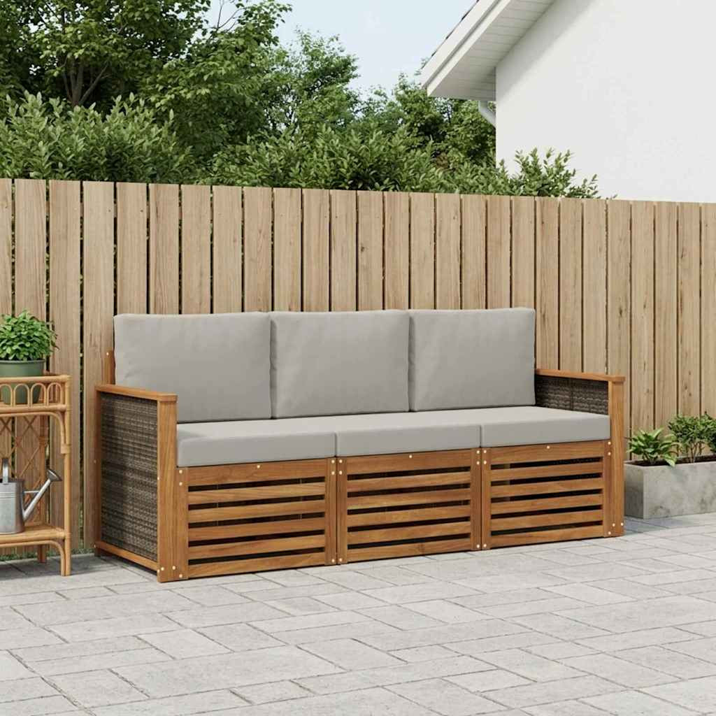 vidaXL Sofagarnituren mit Kissen 3 pcs Massivholz Akazie