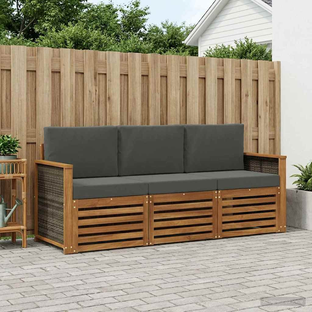 vidaXL Sofagarnituren mit Kissen 3 pcs Massivholz Akazie