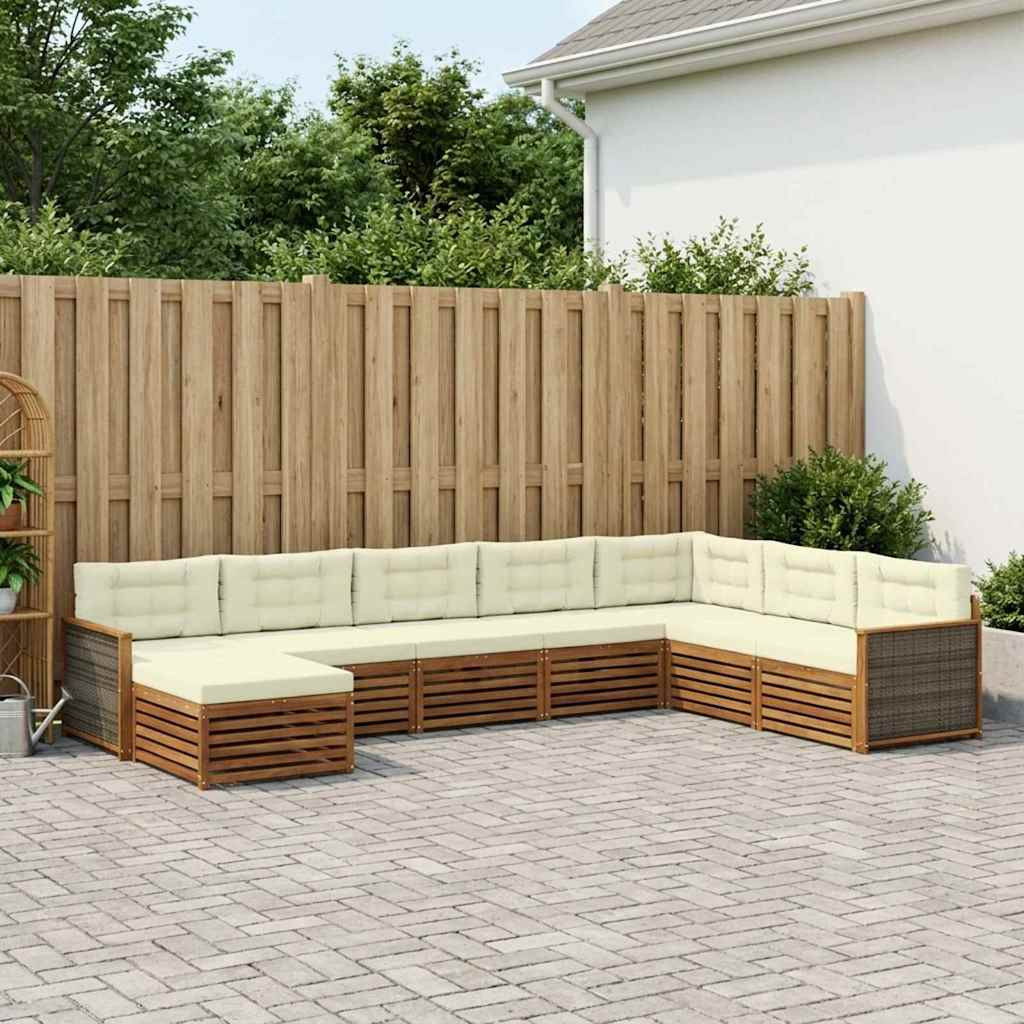 vidaXL Outdoor-Sofagarnitur mit Kissen 8 pcs Natur und Creme