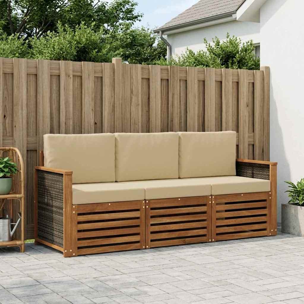 vidaXL Sofagarnituren mit Kissen 3 pcs Massivholz Akazie