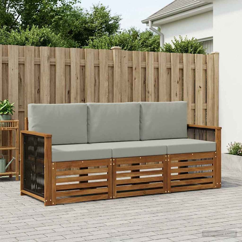 vidaXL Sofagarnituren mit Kissen 3 pcs Massivholz Akazie