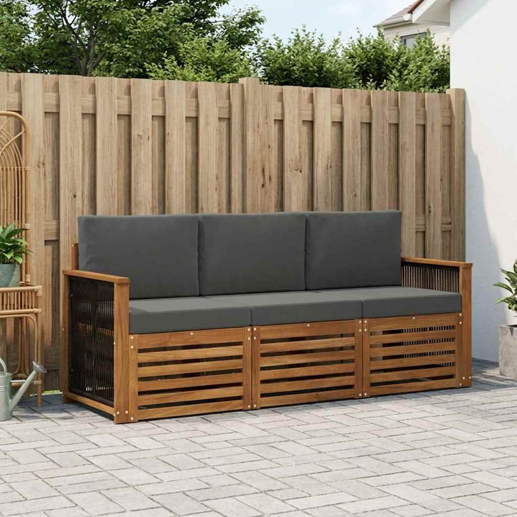 vidaXL Sofagarnituren mit Kissen 3 pcs Massivholz Akazie