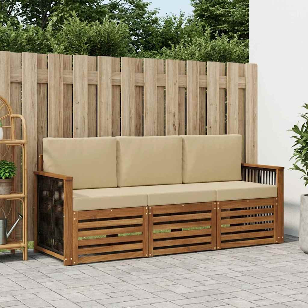 vidaXL Sofagarnituren mit Kissen 3 pcs Massivholz Akazie