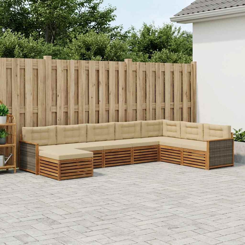 vidaXL Outdoor-Sofagarnitur mit Kissen 8 pcs Natur und Beige