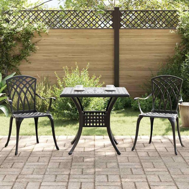 vidaXL Gartentisch Set 3 pcs Schwarz Gussaluminium