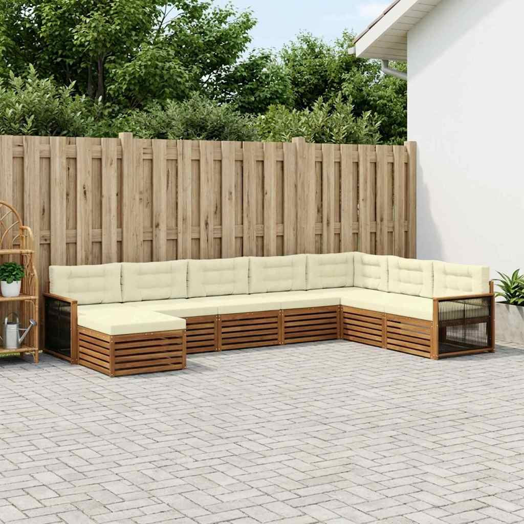 vidaXL Outdoor-Sofagarnitur mit Kissen 8 pcs Natur und Creme
