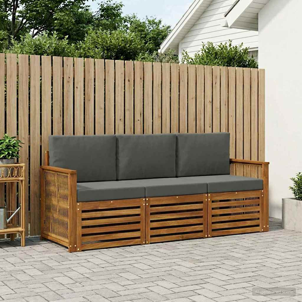 vidaXL Sofagarnituren mit Kissen 3 pcs Massivholz Akazie