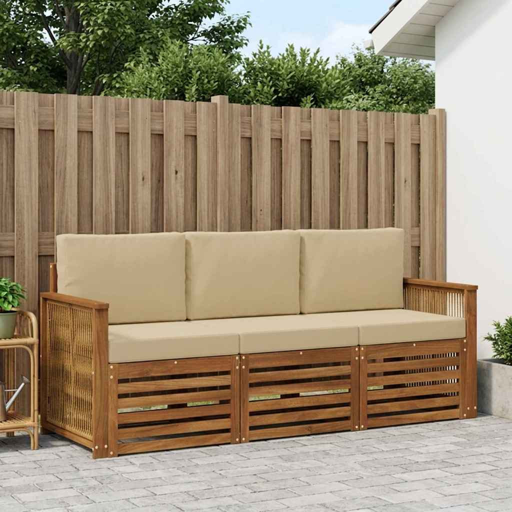 vidaXL Sofagarnituren mit Kissen 3 pcs Massivholz Akazie