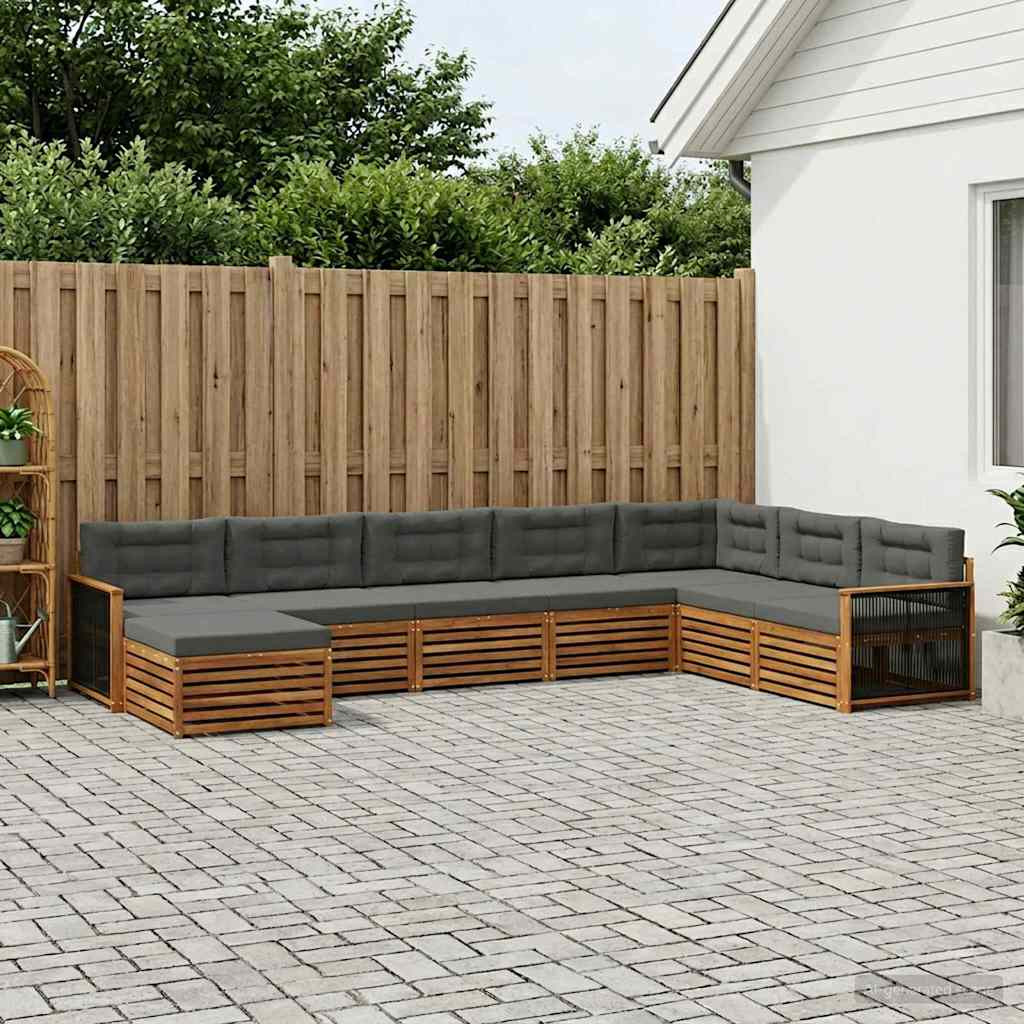 vidaXL Outdoor-Sofagarnitur mit Kissen 8 pcs Natur und Anthrazit