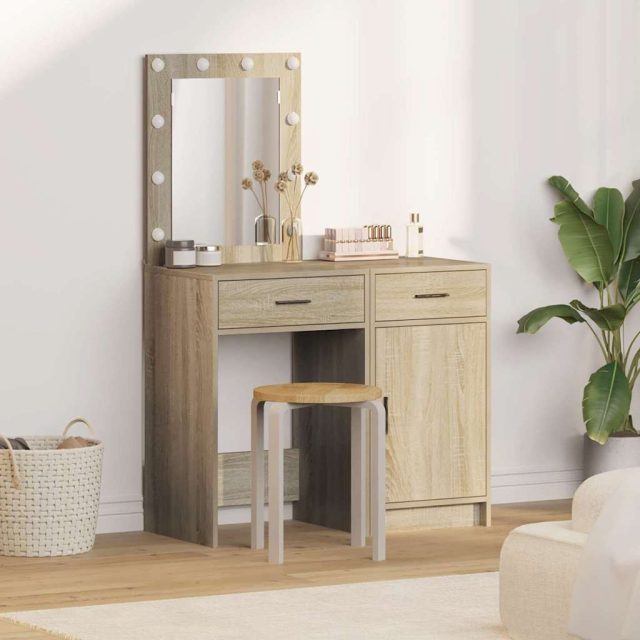 vidaXL Schminktisch mit Tür 2 pcs Braun 50 x 41 x 135 cm Holzwerkstoff