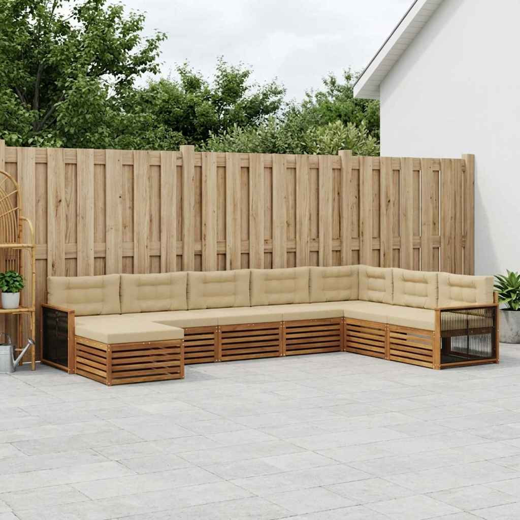 vidaXL Outdoor-Sofagarnitur mit Kissen 8 pcs Natur und Beige