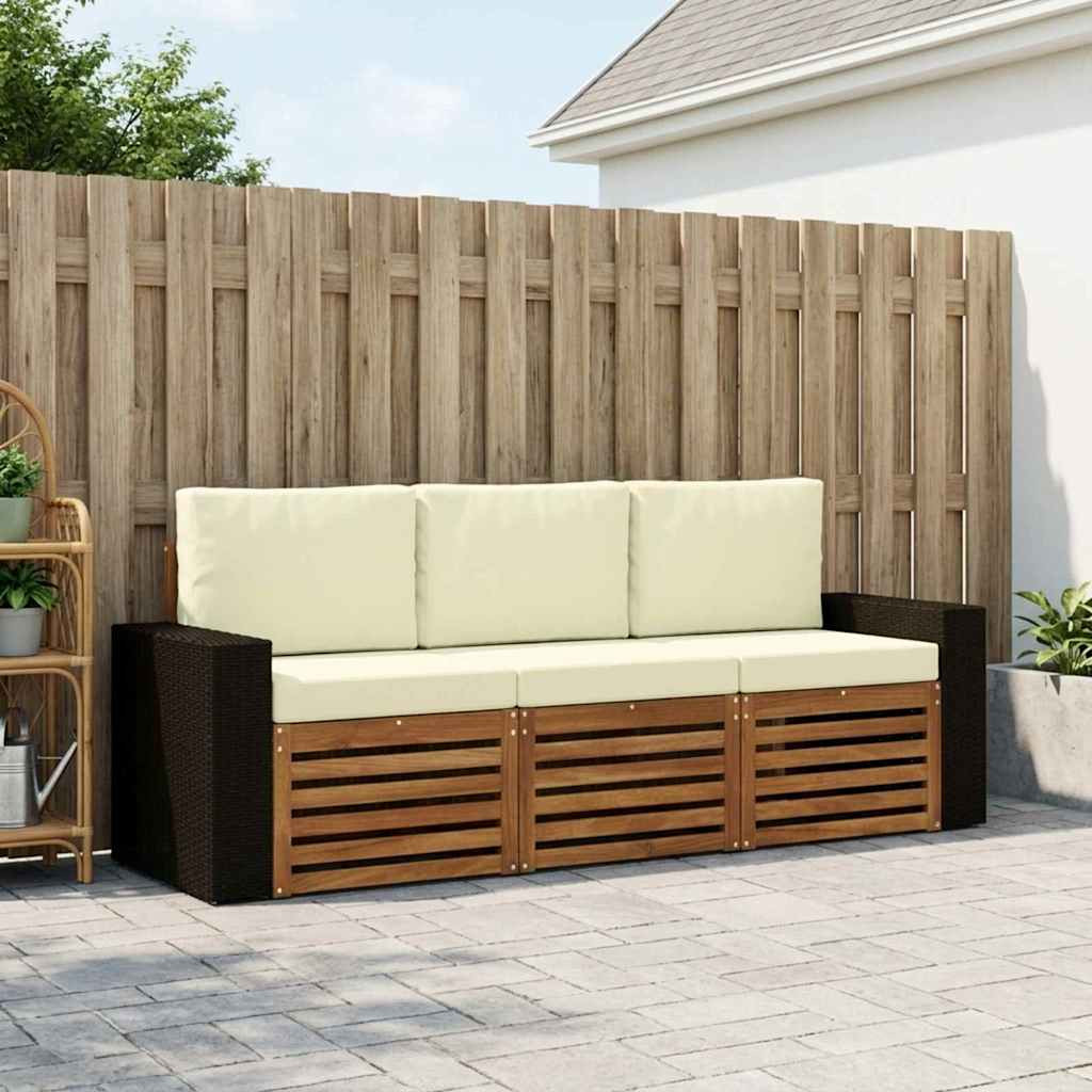vidaXL Sofagarnituren mit Kissen 3 pcs Massivholz Akazie