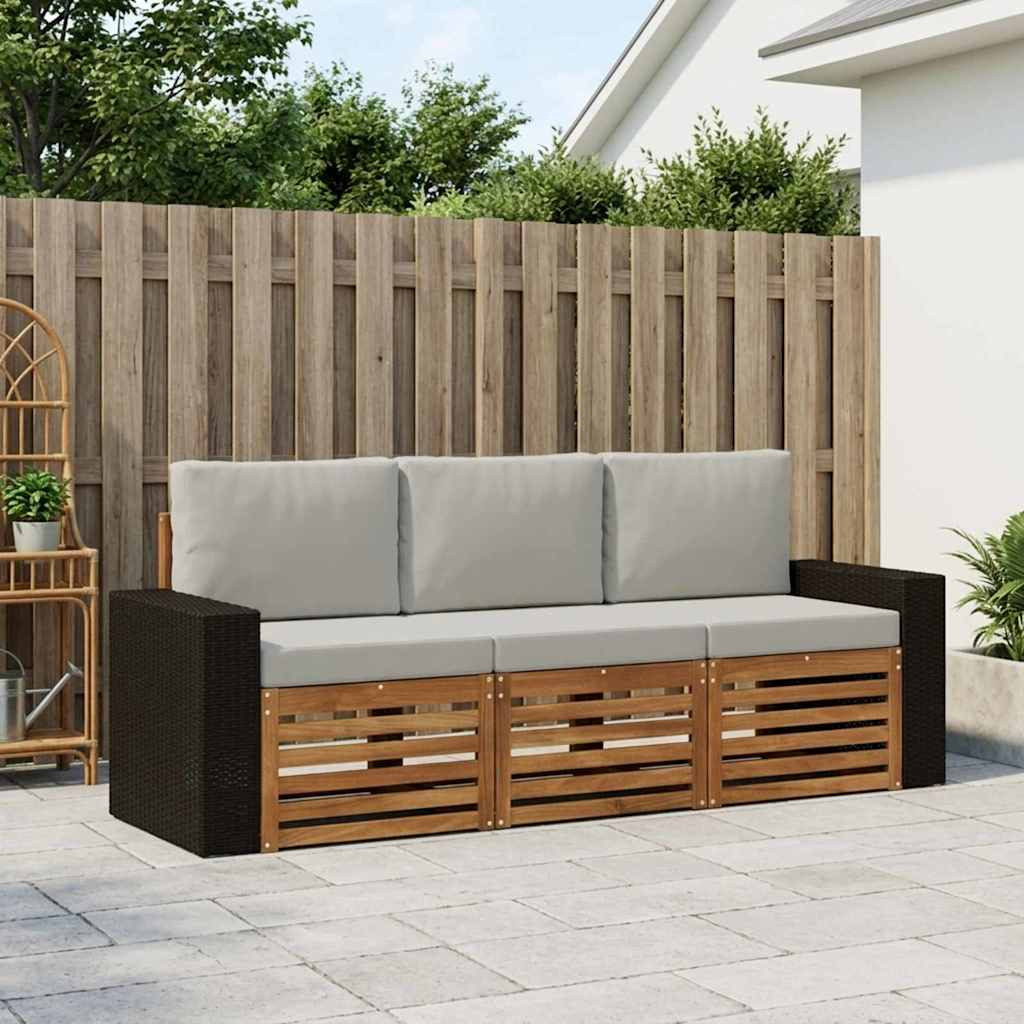 vidaXL Sofagarnituren mit Kissen 3 pcs Massivholz Akazie