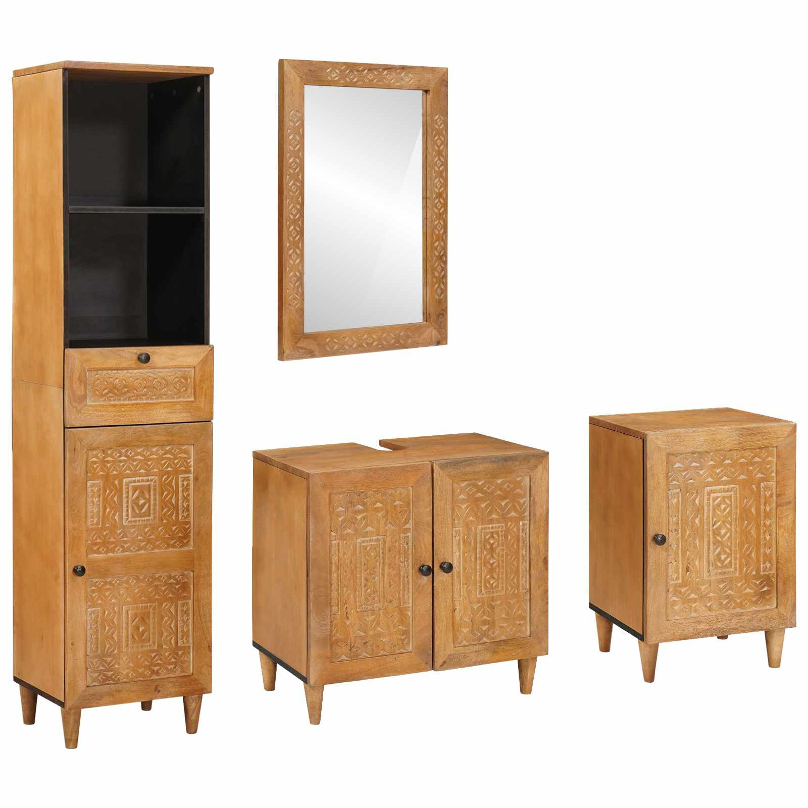 vidaXL Badezimmermöbel-Set mit Schubladen 4 pcs Braun Holzwerkstoff