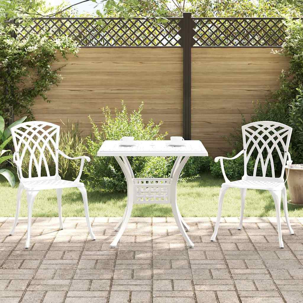 vidaXL Gartentisch Set 3 pcs Weiß Gussaluminium
