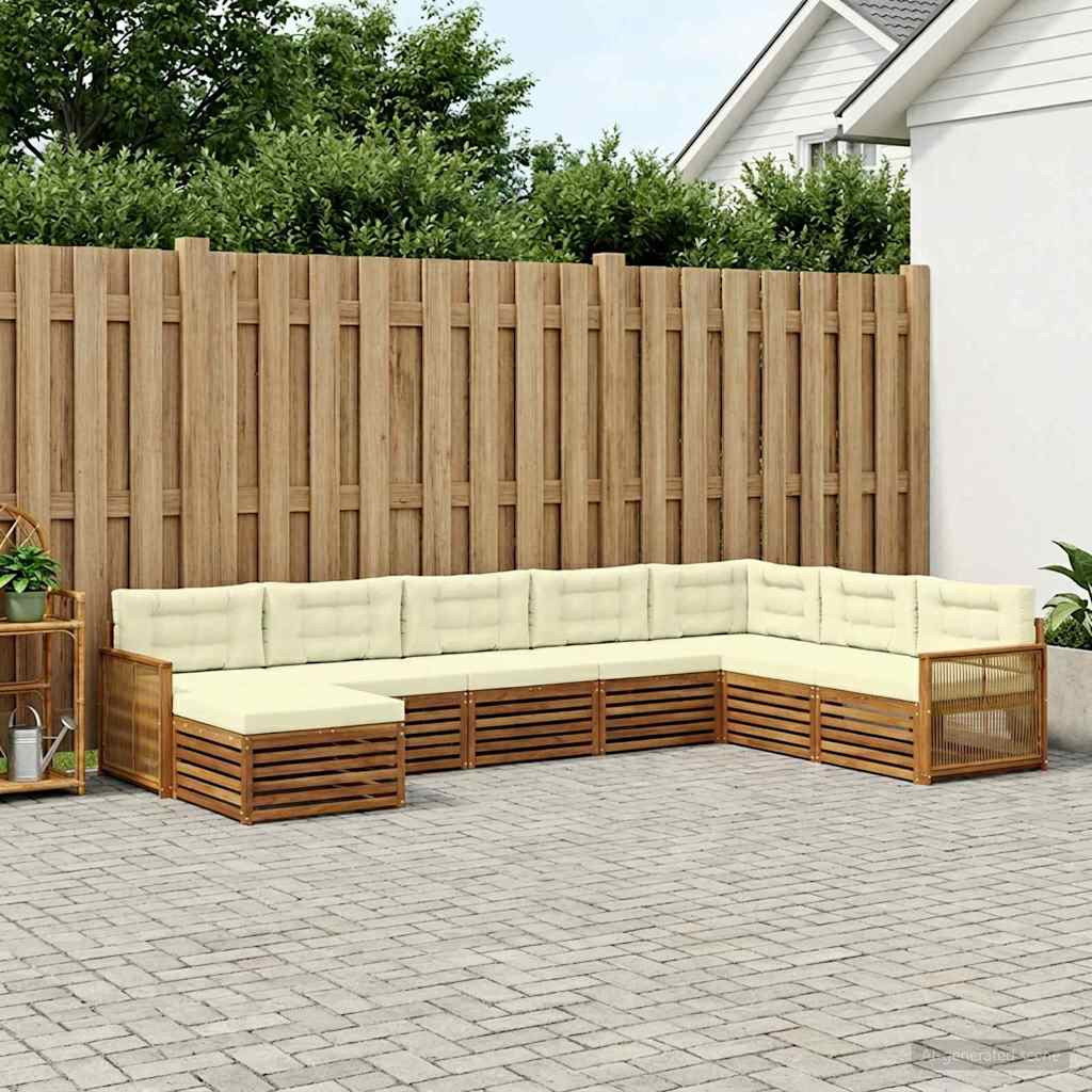vidaXL Outdoor-Sofagarnitur mit Kissen 8 pcs Natur und Creme